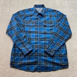 SWISS TECH Shirt‎ Mens Large Turquoise Blue Long Sleeve Plaid Button Up